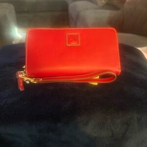 Dooney & Bourke Red Florentine large zip wallet new